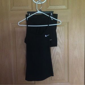 NIKE Dri-Fit Black Strappy Workout Top and Spandex Shorts
